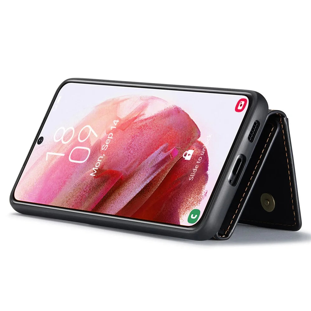 DG.MING M2 Series for Samsung Galaxy S24 Kickstand Case Wallet Detachable 2-in-1 Phone Cover - Black - 2