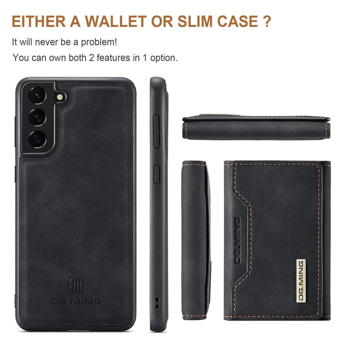 DG.MING M2 Series for Samsung Galaxy S24 Kickstand Case Wallet Detachable 2-in-1 Phone Cover - Black - 7