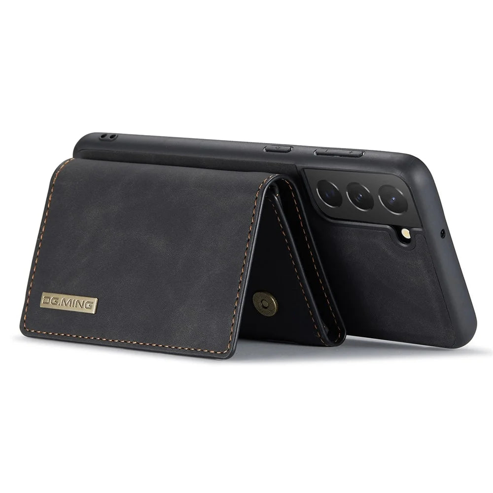 DG.MING M1 Series for Samsung Galaxy S24 Case Magnetic Wallet Kickstand Phone Cover - Black - 3