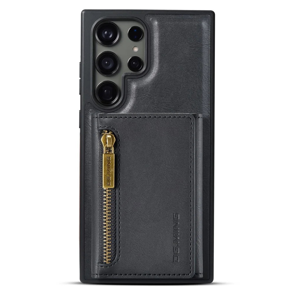 DG.MING M5 Series For Samsung Galaxy S23 Ultra Case Magnetic Zipper Wallet Phone Cover - Black - 5