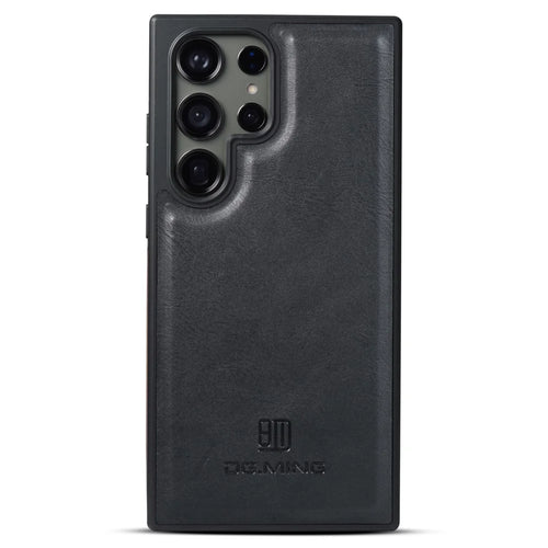 DG.MING For Samsung Galaxy S23 Ultra Case PU Leather+PC+TPU Phone Cover - Black - 1