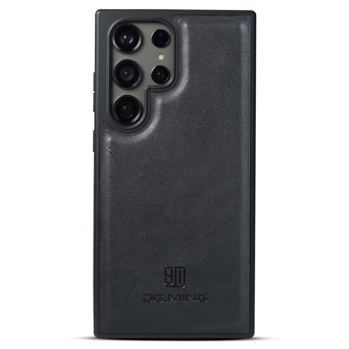DG.MING For Samsung Galaxy S23 Ultra Case PU Leather+PC+TPU Phone Cover - Black - 1
