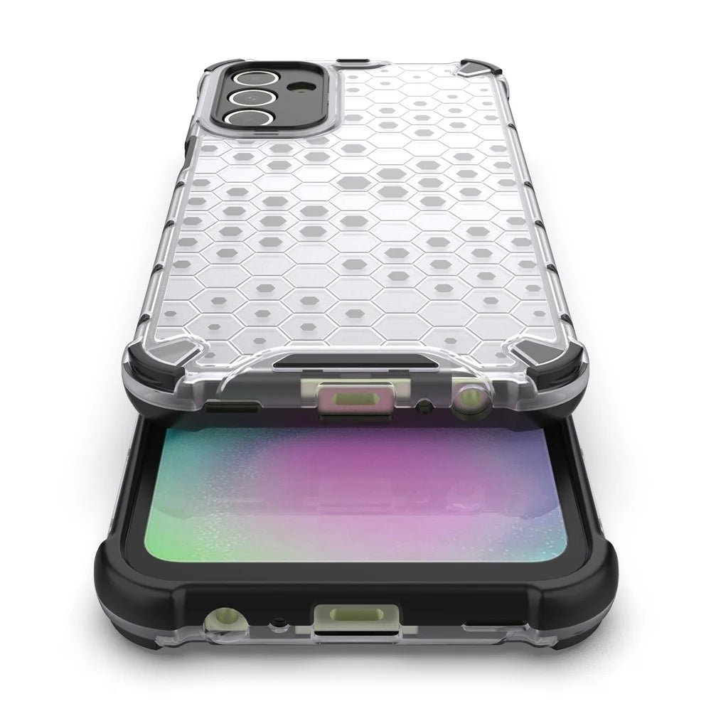 For Samsung Galaxy A15 4G Case TPU + PC Honeycomb Phone Cover - Grey - 4