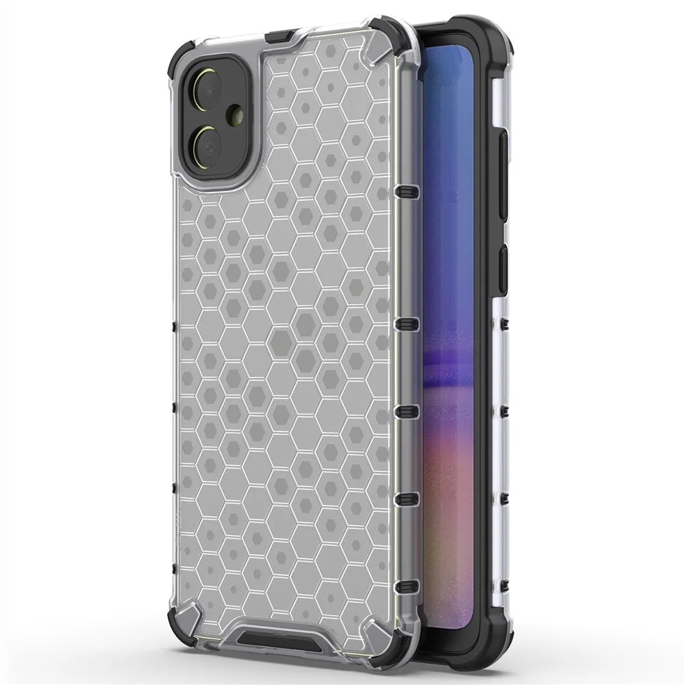 For Samsung Galaxy A05 4G Case Honeycomb Design TPU+PC Back Cover - Grey - 1