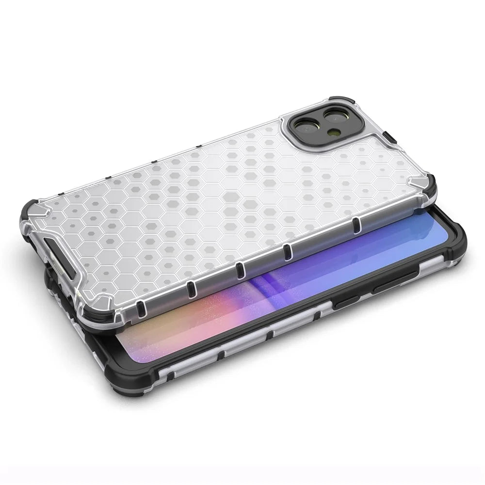 For Samsung Galaxy A05 4G Case Honeycomb Design TPU+PC Back Cover - Grey - 3