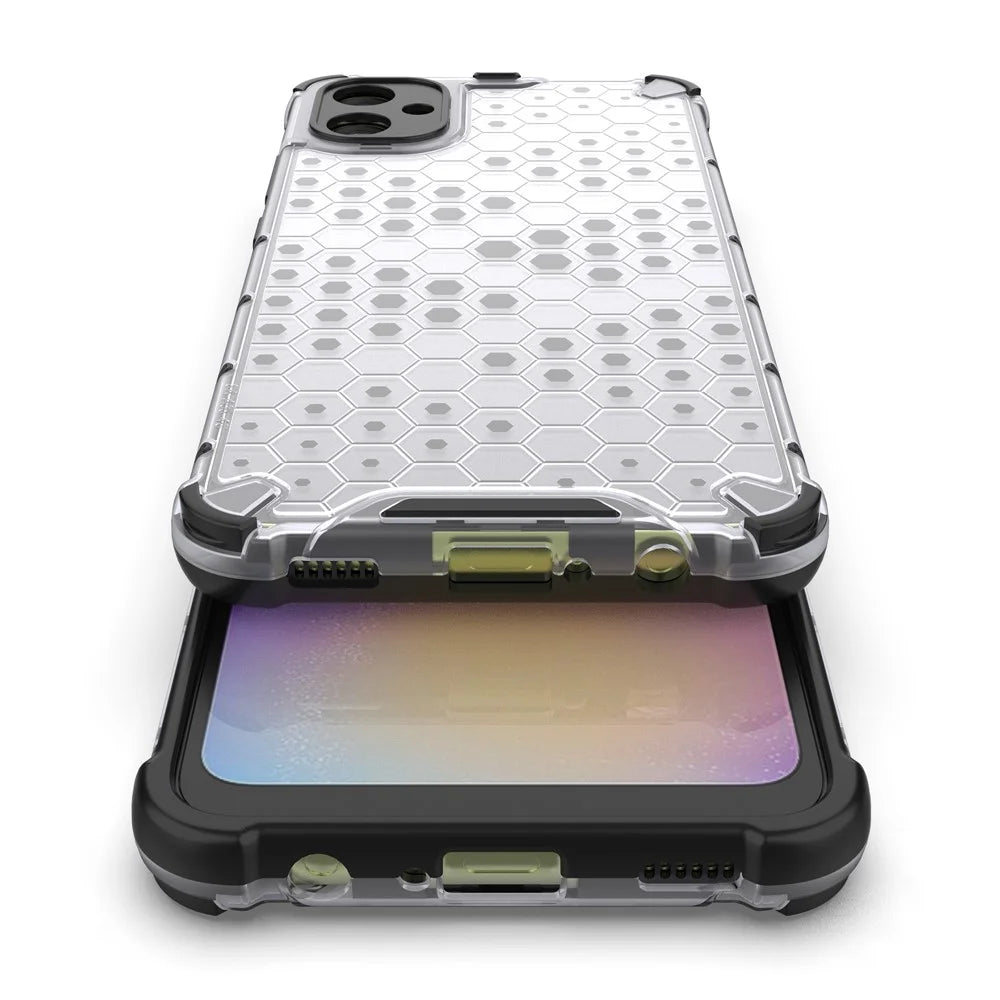For Samsung Galaxy A05 4G Case Honeycomb Design TPU+PC Back Cover - Grey - 4