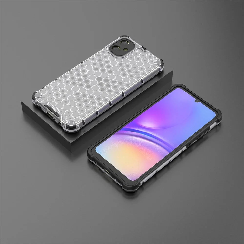 For Samsung Galaxy A05 4G Case Honeycomb Design TPU+PC Back Cover - Grey - 7