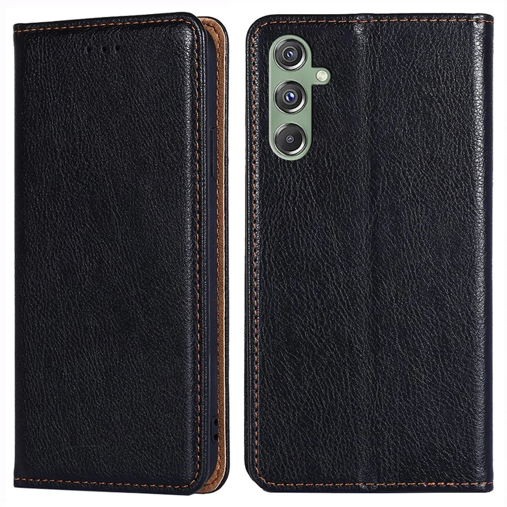Wallet Phone Protector for Samsung Galaxy M34 5G / F34 5G Case Magnetic Stand PU Leather Shell - Black - 1