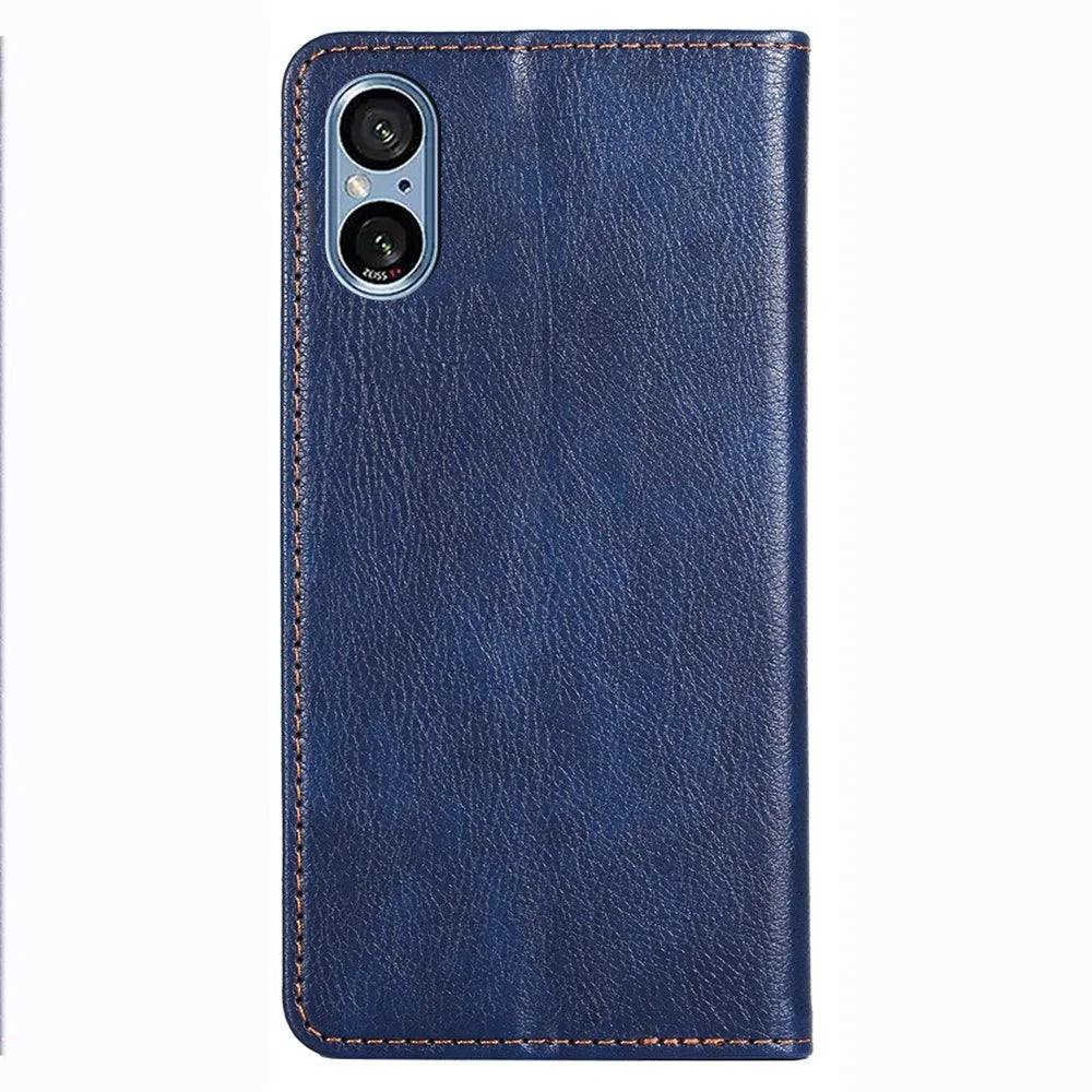 Shockproof Phone Cover for Sony Xperia 5 V Case Stand Wallet PU Leather Magnetic Cell Phone Shell - Blue - 7