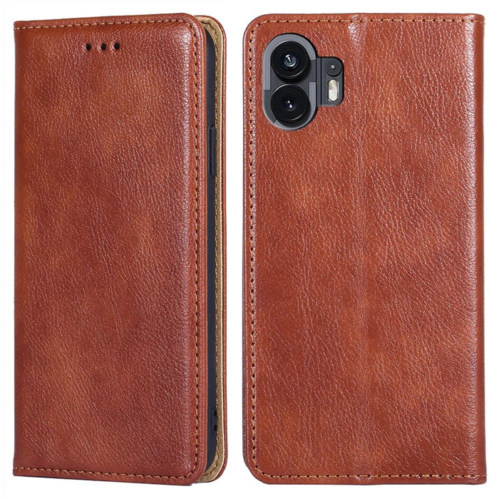 Anti-scratch Shell for Nothing Phone (2) Case Shockproof Stand PU Leather Phone Cover Wallet - Brown - 1