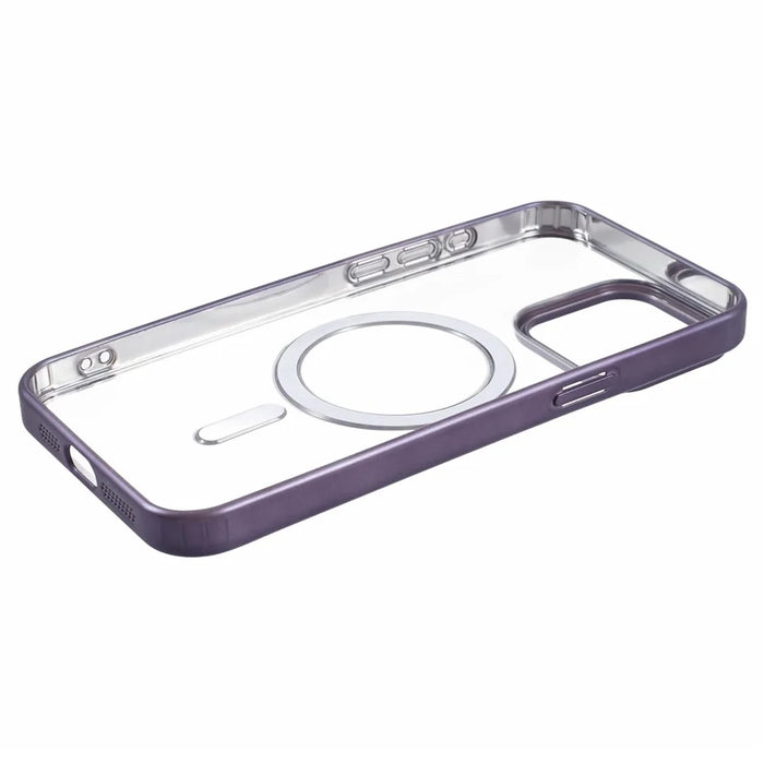For iPhone 15 Pro Magnetic Case Matte Electroplating TPU Phone Back Shell Compatible with MagSafe - Dark Purple - 5