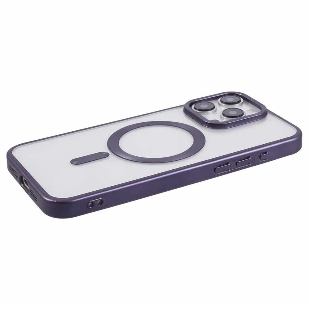 For iPhone 15 Pro Max Case Compatible with MagSafe Magnetic Electroplating Phone Protector - Dark Purple - 6