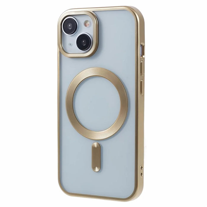 For iPhone 13 Case Matte TPU Electroplating Phone Cover Compatible with MagSafe - Yellow - 1