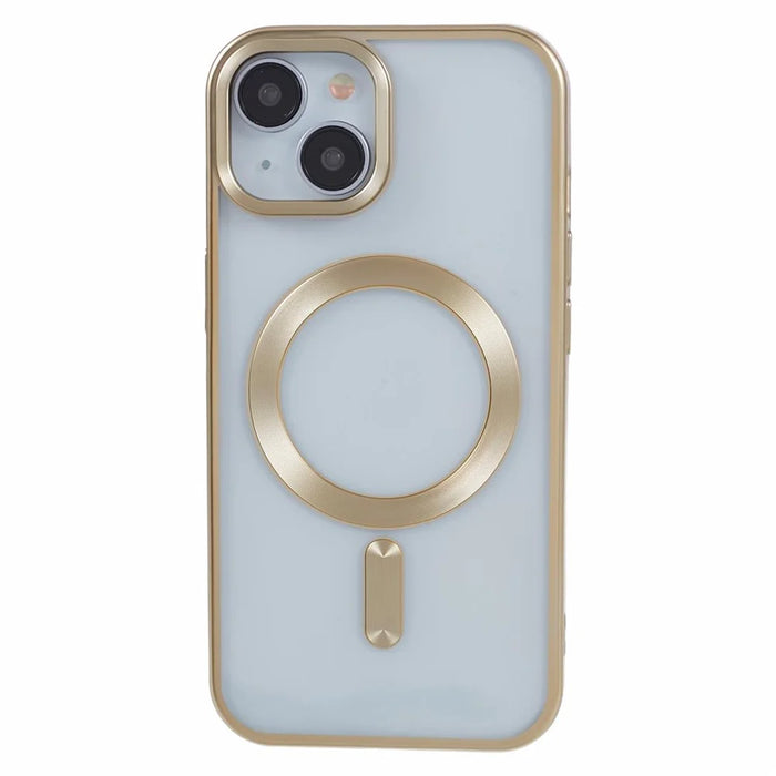 For iPhone 13 Case Matte TPU Electroplating Phone Cover Compatible with MagSafe - Yellow - 3