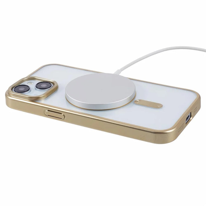 For iPhone 13 Case Matte TPU Electroplating Phone Cover Compatible with MagSafe - Yellow - 4