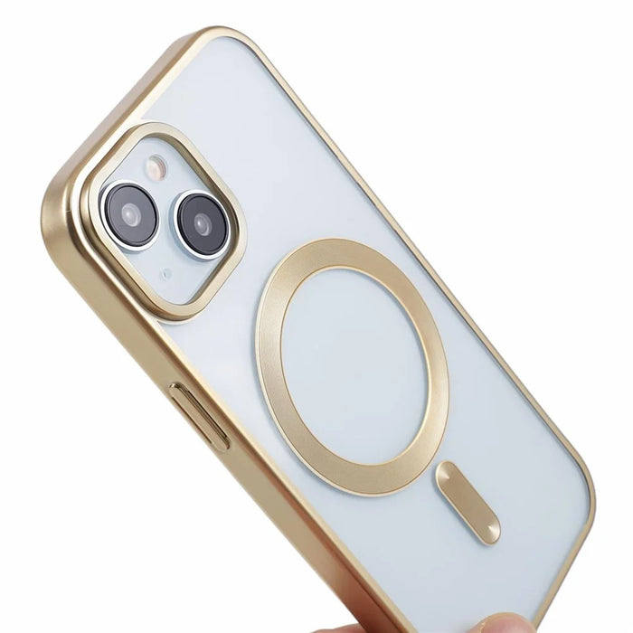 For iPhone 13 Case Matte TPU Electroplating Phone Cover Compatible with MagSafe - Yellow - 7