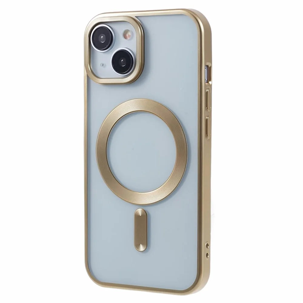 For iPhone 15 TPU Case Compatible with MagSafe CD Vein Matte Phone Cover - Yellow - 1