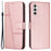 For Samsung Galaxy S25 / S24 Case PU Leather Wallet Calf Texture Shockproof Phone Cover - Rose Gold - 1