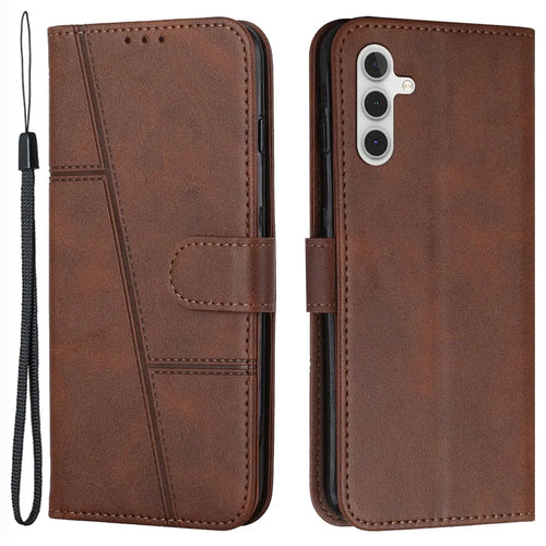 For Samsung Galaxy S25+ / S24+ Cell Phone Case PU Leather Drop-Proof Cover with Wallet - Brown - 1