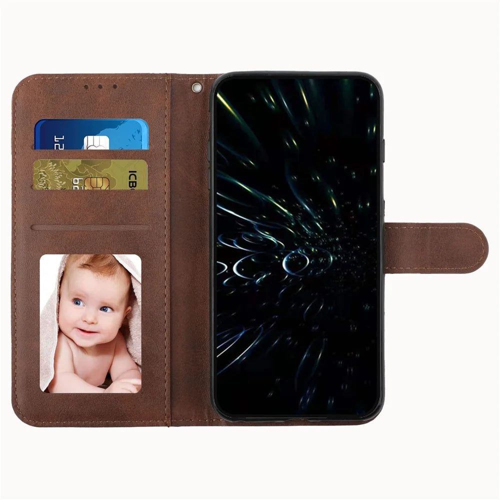 For Samsung Galaxy S25+ / S24+ Cell Phone Case PU Leather Drop-Proof Cover with Wallet - Brown - 2