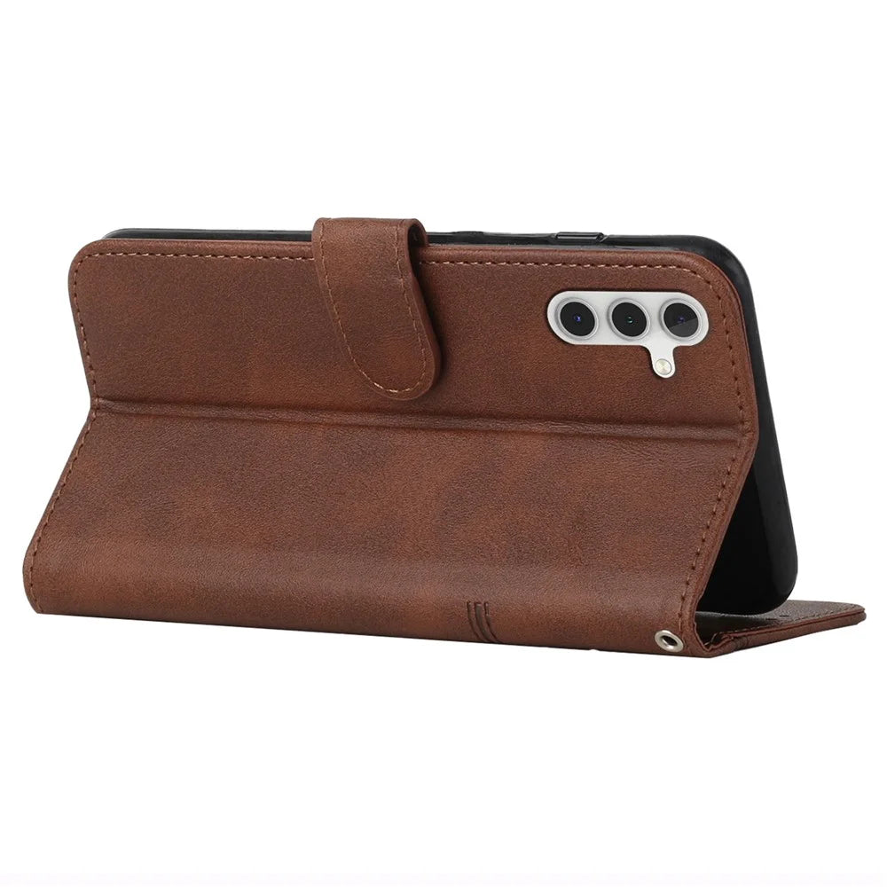 For Samsung Galaxy S25+ / S24+ Cell Phone Case PU Leather Drop-Proof Cover with Wallet - Brown - 3