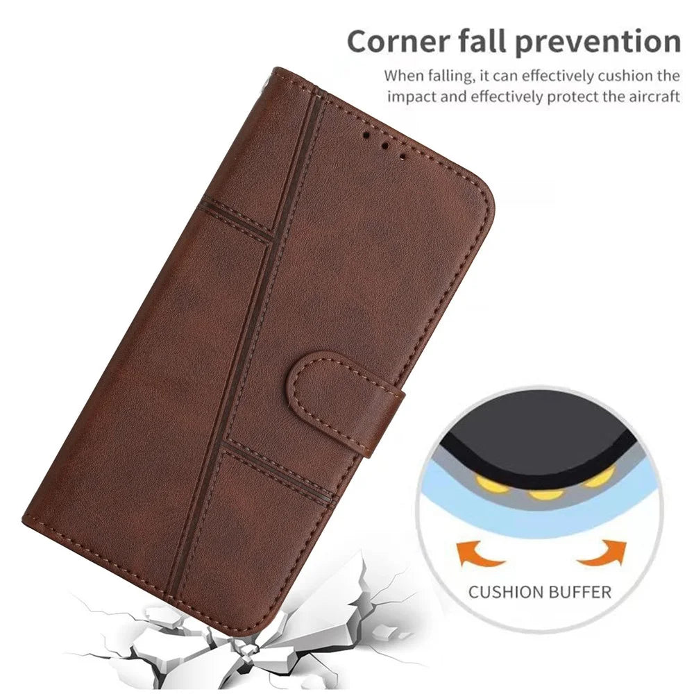 For Samsung Galaxy S25+ / S24+ Cell Phone Case PU Leather Drop-Proof Cover with Wallet - Brown - 7