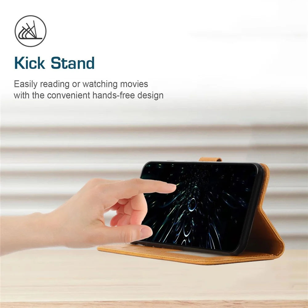 For Samsung Galaxy S24 Ultra Cell Phone Case Shockproof Leather Stand Cover with Wallet - Yellow - 6