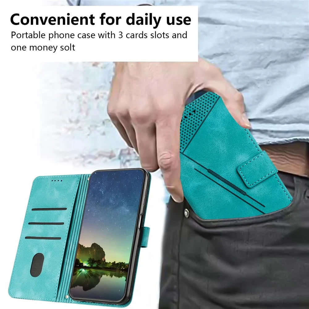 For Samsung Galaxy S25 / S24 Case Triangle Imprinted PU Leather+TPU Phone Stand Cover - Green - 4