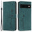 For Google Pixel 8a Cell Phone Case Skin-touch Wallet Imprinted Leather Cover - Green - 1
