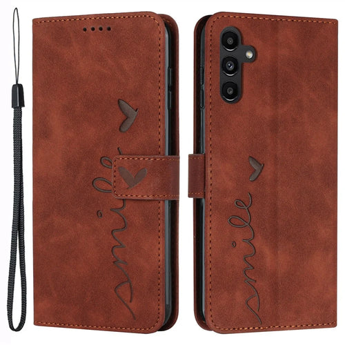 For Samsung Galaxy A25 5G (Global) (161.0 x 76.5 x 8.3mm) Cell Phone Case Magnetic Clasp Imprinted Leather Wallet Cover - Brown - 1
