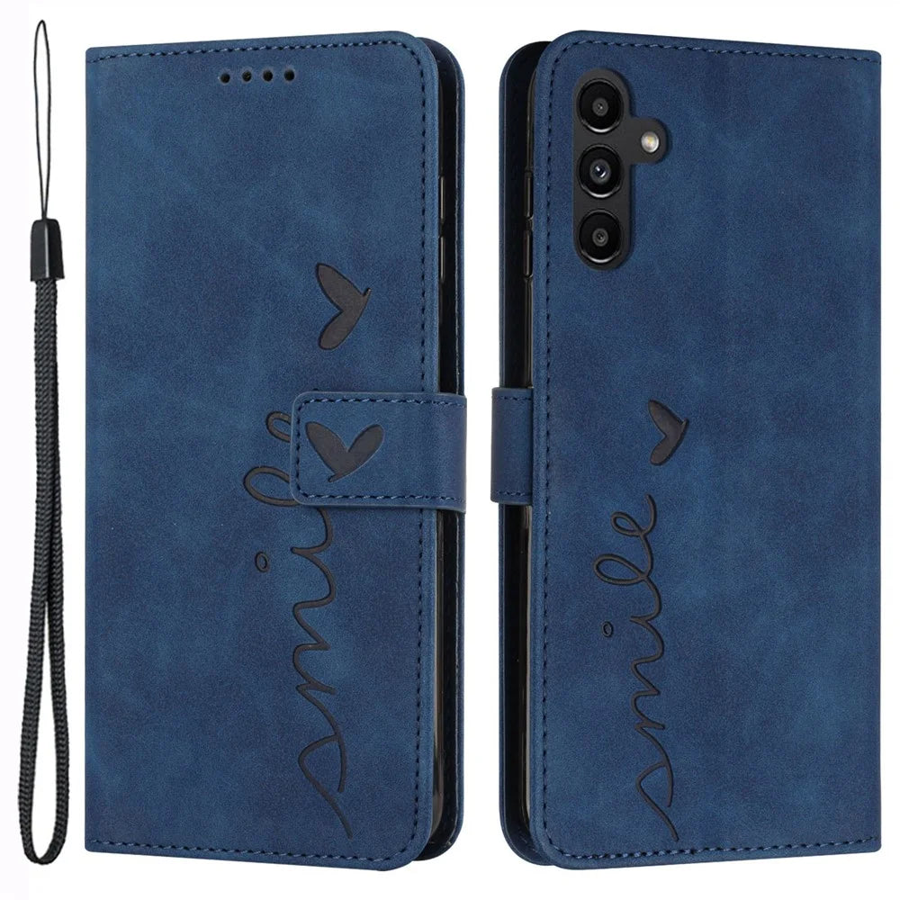 For Samsung Galaxy S25+ / S24+ Cell Phone Case PU Leather Wallet Imprinted Shockproof Cover - Sapphire - 1