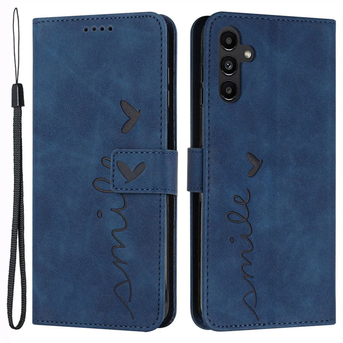 For Samsung Galaxy S25+ / S24+ Cell Phone Case PU Leather Wallet Imprinted Shockproof Cover - Sapphire - 1