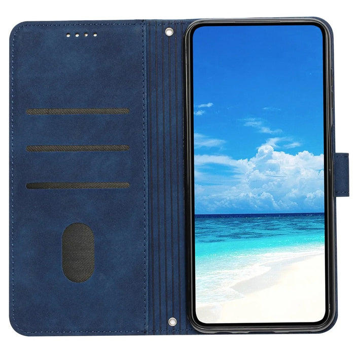 For Samsung Galaxy S25+ / S24+ Cell Phone Case PU Leather Wallet Imprinted Shockproof Cover - Sapphire - 2