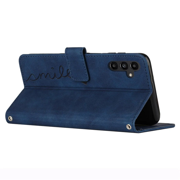 For Samsung Galaxy S25+ / S24+ Cell Phone Case PU Leather Wallet Imprinted Shockproof Cover - Sapphire - 3