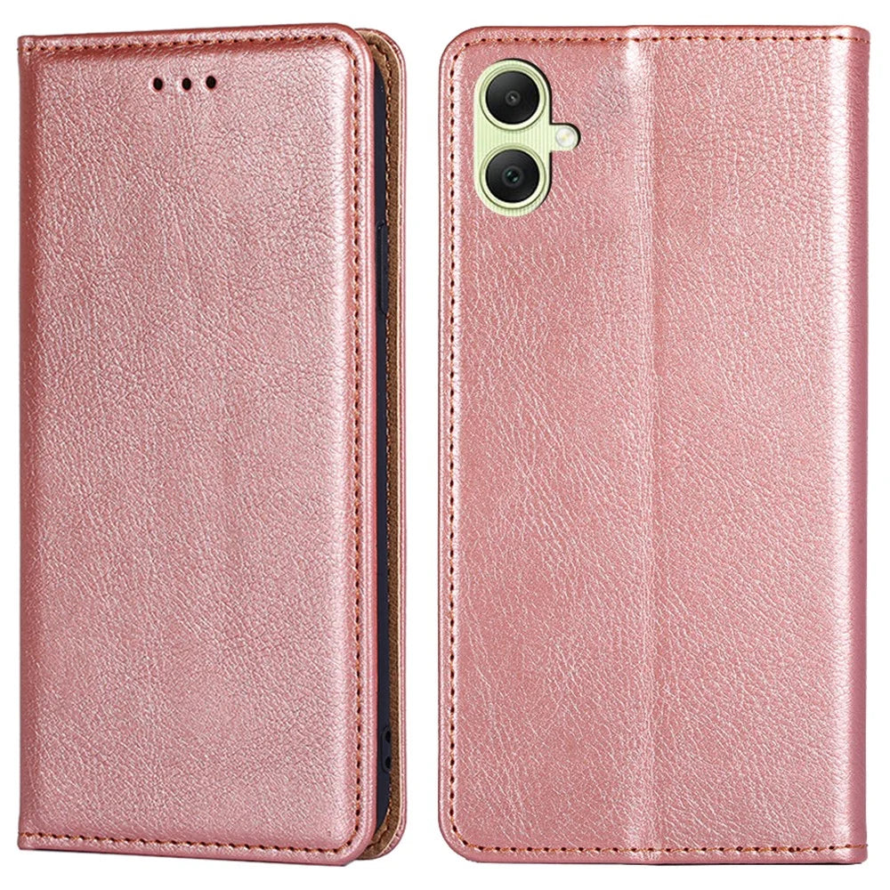 For Samsung Galaxy A05 4G Cover Magnetic Auto-closing Leather Cell Phone Case with Wallet - Rose Gold - 1