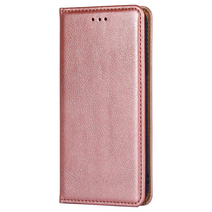 For Samsung Galaxy A05 4G Cover Magnetic Auto-closing Leather Cell Phone Case with Wallet - Rose Gold - 6
