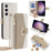 For Samsung Galaxy S23 Wallet Case PU Leather Crossbody Phone Bag with Mirror Design - White - 1