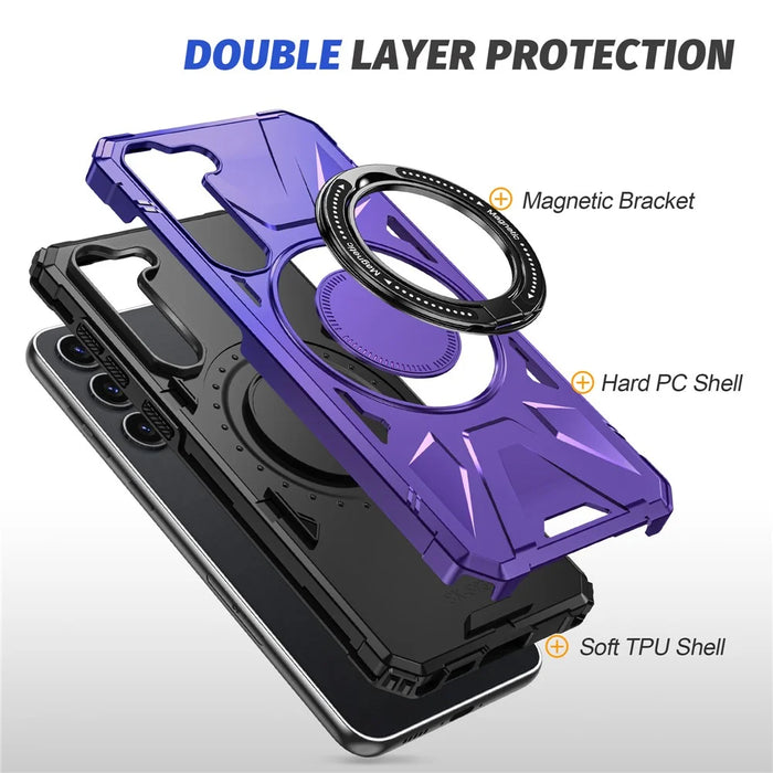 For Samsung Galaxy S25+ / S24+ Case Magnetic Anti-Drop TPU+PC Phone Protector - Purple - 5