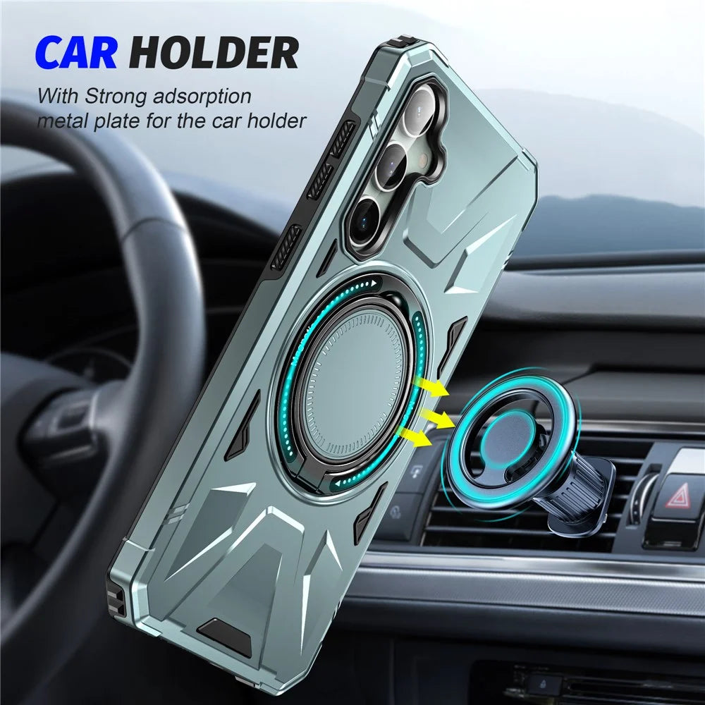 For Samsung Galaxy A15 5G Case Shock Absorbing TPU+PC Magnetic Smart Phone Cover - Green - 2