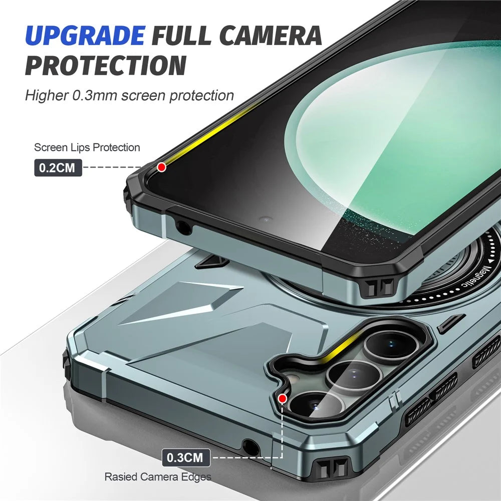For Samsung Galaxy A15 5G Case Shock Absorbing TPU+PC Magnetic Smart Phone Cover - Green - 6