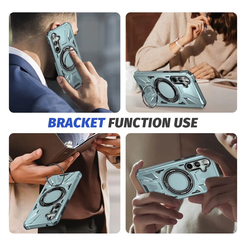 For Samsung Galaxy A15 5G Case Shock Absorbing TPU+PC Magnetic Smart Phone Cover - Green - 7