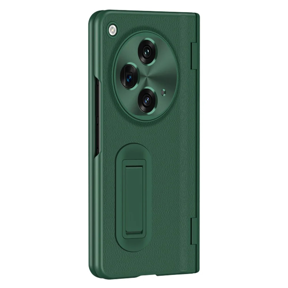 For OnePlus Open / Oppo Find N3 5G Case Kickstand Phone Cover Tempered Glass Film - Green - 2