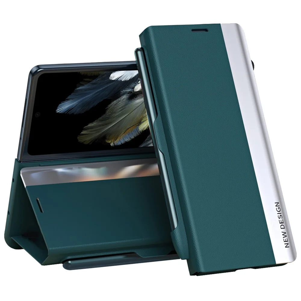 For OnePlus Open / Oppo Find N3 5G Case Electroplating Phone Cover with Pen Holder - Green - 1