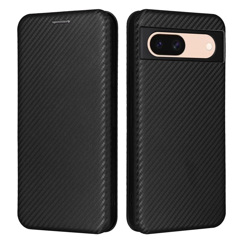 For Google Pixel 8a PU Leather Cell Phone Case Card Holder Stand Mobile Phone Cover - Black - 1