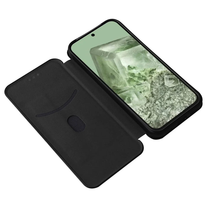 For Google Pixel 8a PU Leather Cell Phone Case Card Holder Stand Mobile Phone Cover - Black - 2