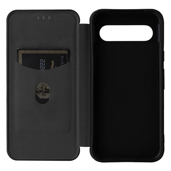 For Google Pixel 8a PU Leather Cell Phone Case Card Holder Stand Mobile Phone Cover - Black - 5