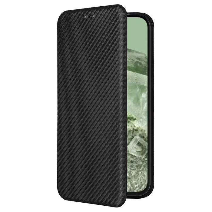 For Google Pixel 8a PU Leather Cell Phone Case Card Holder Stand Mobile Phone Cover - Black - 7