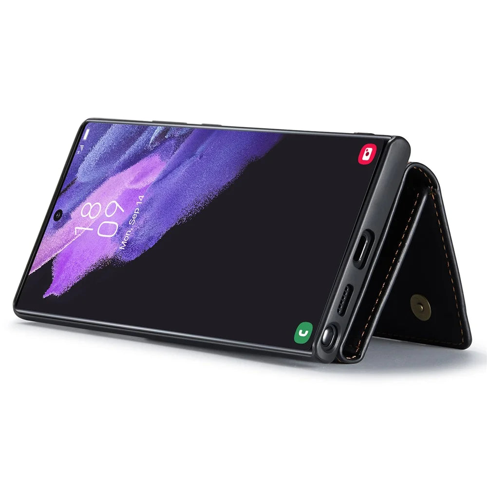 DG.MING M1 Series for Samsung Galaxy S24 Ultra Case Detachable Wallet Phone Cover - Black - 3