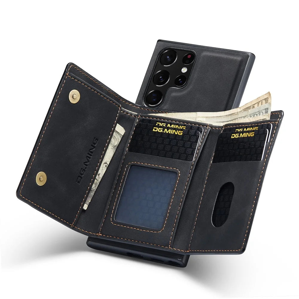 DG.MING M1 Series for Samsung Galaxy S24 Ultra Case Detachable Wallet Phone Cover - Black - 4