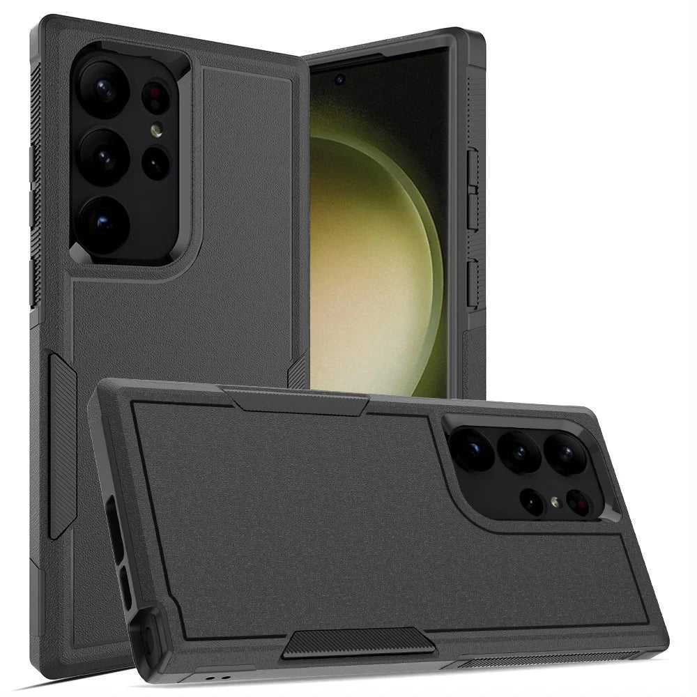 For Samsung Galaxy S23 Ultra Phone Cover PC+TPU Anti-drop Cell Phone Case - Black - 1